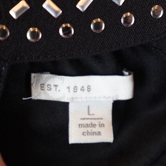 Cato EST. 1946 Blouse Women's Large Black Cold Shoulder Studded Keyhole Top - Picture 3 of 10